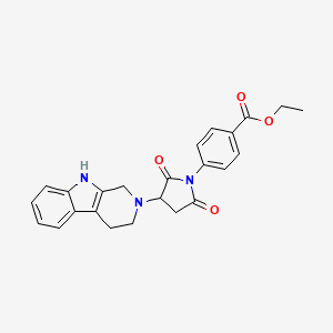 molecular formula C24H23N3O4 B11190447 ethyl 4-[2,5-dioxo-3-(1,3,4,9-tetrahydro-2H-beta-carbolin-2-yl)pyrrolidin-1-yl]benzoate 