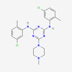 molecular formula C22H25Cl2N7 B11190491 N,N'-bis(5-chloro-2-methylphenyl)-6-(4-methylpiperazin-1-yl)-1,3,5-triazine-2,4-diamine 