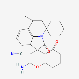 2-Amino-6',6'-dimethyl-2',5-dioxo-5,5',6,6',7,8-hexahydrodispiro[chromene-4,1'-pyrrolo[3,2,1-ij]quinoline-4',1''-cyclohexane]-3-carbonitrile