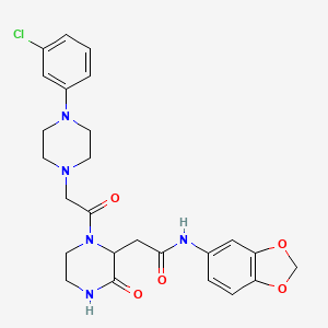 molecular formula C25H28ClN5O5 B11190520 N-(1,3-benzodioxol-5-yl)-2-(1-{[4-(3-chlorophenyl)piperazin-1-yl]acetyl}-3-oxopiperazin-2-yl)acetamide 