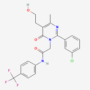 molecular formula C22H19ClF3N3O3 B11190541 2-[2-(3-chlorophenyl)-5-(2-hydroxyethyl)-4-methyl-6-oxopyrimidin-1(6H)-yl]-N-[4-(trifluoromethyl)phenyl]acetamide 