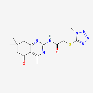 2-[(1-methyl-1H-tetrazol-5-yl)sulfanyl]-N-(4,7,7-trimethyl-5-oxo-5,6,7,8-tetrahydroquinazolin-2-yl)acetamide