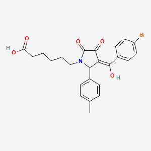 6-[(3E)-3-[(4-bromophenyl)(hydroxy)methylidene]-2-(4-methylphenyl)-4,5-dioxopyrrolidin-1-yl]hexanoic acid