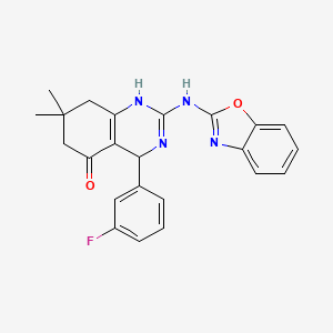 molecular formula C23H21FN4O2 B11190652 2-(1,3-Benzoxazol-2-ylamino)-4-(3-fluorophenyl)-7,7-dimethyl-4,6,7,8-tetrahydroquinazolin-5-ol 