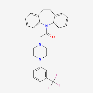 molecular formula C27H26F3N3O B11190693 1-(10,11-Dihydro-5H-dibenzo[B,F]azepin-5-YL)-2-{4-[3-(trifluoromethyl)phenyl]piperazino}-1-ethanone 