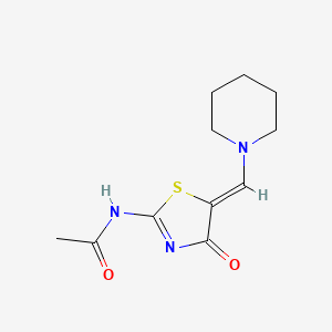 molecular formula C11H15N3O2S B11190696 N-[(5Z)-4-oxo-5-(piperidin-1-ylmethylidene)-4,5-dihydro-1,3-thiazol-2-yl]acetamide 