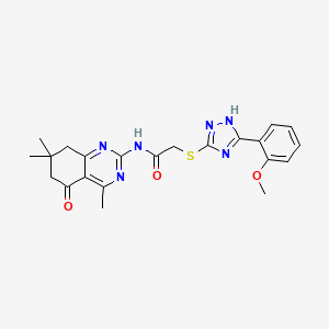 2-{[5-(2-methoxyphenyl)-4H-1,2,4-triazol-3-yl]sulfanyl}-N-(4,7,7-trimethyl-5-oxo-5,6,7,8-tetrahydroquinazolin-2-yl)acetamide