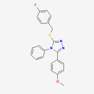 molecular formula C22H18FN3OS B11190704 3-[(4-fluorobenzyl)sulfanyl]-5-(4-methoxyphenyl)-4-phenyl-4H-1,2,4-triazole 