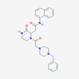 2-{1-[2-(4-benzylpiperazino)acetyl]-3-oxo-2-piperazinyl}-N-(1-naphthyl)acetamide