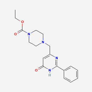 molecular formula C18H22N4O3 B11190782 Ethyl 4-[(6-oxo-2-phenyl-1,6-dihydropyrimidin-4-yl)methyl]piperazine-1-carboxylate 