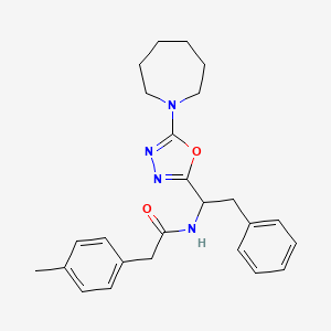 molecular formula C25H30N4O2 B11190802 N-{1-[5-(Azepan-1-YL)-1,3,4-oxadiazol-2-YL]-2-phenylethyl}-2-(4-methylphenyl)acetamide 