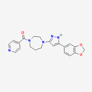 molecular formula C21H21N5O3 B11190809 (4-(3-(benzo[d][1,3]dioxol-5-yl)-1H-pyrazol-5-yl)-1,4-diazepan-1-yl)(pyridin-4-yl)methanone 