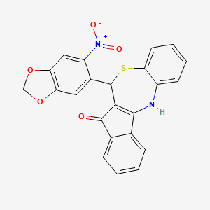 molecular formula C23H14N2O5S B11190831 6-(6-Nitro-1,3-benzodioxol-5-YL)-6H-indeno[2,1-C][1,5]benzothiazepin-7-OL 