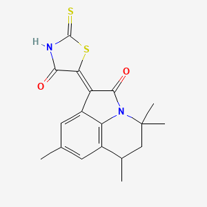 (1Z)-4,4,6,8-tetramethyl-1-(4-oxo-2-thioxo-1,3-thiazolidin-5-ylidene)-5,6-dihydro-4H-pyrrolo[3,2,1-ij]quinolin-2(1H)-one