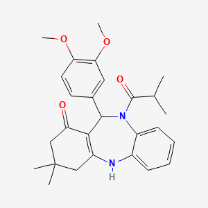 11-(3,4-dimethoxyphenyl)-10-isobutyryl-3,3-dimethyl-2,3,4,5,10,11-hexahydro-1H-dibenzo[b,e][1,4]diazepin-1-one