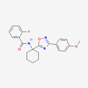 molecular formula C22H22FN3O3 B11190893 2-fluoro-N-{1-[3-(4-methoxyphenyl)-1,2,4-oxadiazol-5-yl]cyclohexyl}benzamide 