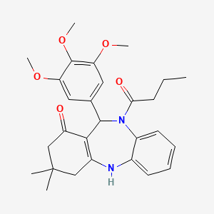 10-butyryl-3,3-dimethyl-11-(3,4,5-trimethoxyphenyl)-2,3,4,5,10,11-hexahydro-1H-dibenzo[b,e][1,4]diazepin-1-one