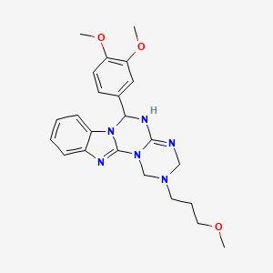 9-(3,4-dimethoxyphenyl)-4-(3-methoxypropyl)-2,4,6,8,10,17-hexazatetracyclo[8.7.0.02,7.011,16]heptadeca-1(17),6,11,13,15-pentaene