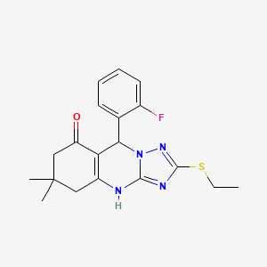 molecular formula C19H21FN4OS B11191038 2-(ethylsulfanyl)-9-(2-fluorophenyl)-6,6-dimethyl-5,6,7,9-tetrahydro[1,2,4]triazolo[5,1-b]quinazolin-8(4H)-one 