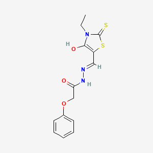 molecular formula C14H15N3O3S2 B11191047 N'-[(E)-(3-ethyl-4-oxo-2-thioxo-1,3-thiazolidin-5-ylidene)methyl]-2-phenoxyacetohydrazide 