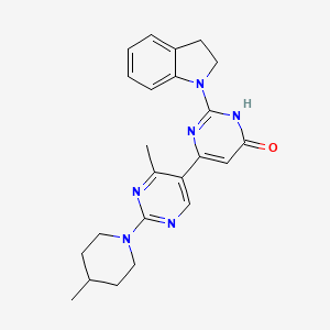 molecular formula C23H26N6O B11191055 2-(2,3-Dihydro-1H-indol-1-YL)-4'-methyl-2'-(4-methylpiperidin-1-YL)-1,6-dihydro-[4,5'-bipyrimidin]-6-one 