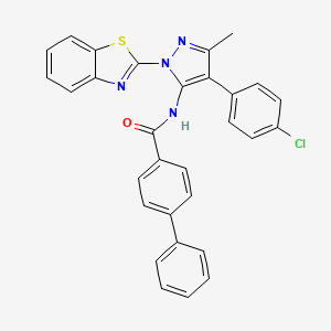 N-[1-(1,3-benzothiazol-2-yl)-4-(4-chlorophenyl)-3-methyl-1H-pyrazol-5-yl]biphenyl-4-carboxamide