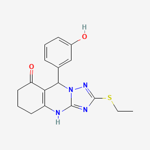 molecular formula C17H18N4O2S B11191114 2-(ethylsulfanyl)-9-(3-hydroxyphenyl)-5,6,7,9-tetrahydro[1,2,4]triazolo[5,1-b]quinazolin-8(4H)-one 