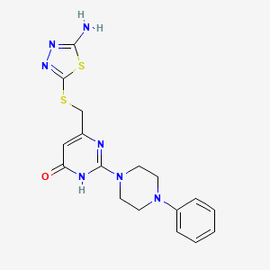 molecular formula C17H19N7OS2 B11191153 6-{[(5-Amino-1,3,4-thiadiazol-2-yl)sulfanyl]methyl}-2-(4-phenylpiperazin-1-yl)pyrimidin-4-ol 