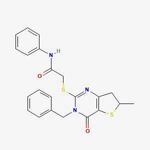 2-((3-benzyl-6-methyl-4-oxo-3,4,6,7-tetrahydrothieno[3,2-d]pyrimidin-2-yl)thio)-N-phenylacetamide