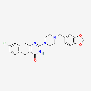 2-[4-(1,3-benzodioxol-5-ylmethyl)piperazin-1-yl]-5-(4-chlorobenzyl)-6-methylpyrimidin-4(3H)-one