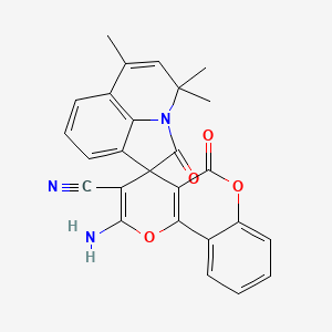 molecular formula C26H19N3O4 B11191251 2-amino-4',4',6'-trimethyl-2',5-dioxo-4'H,5H-spiro[pyrano[3,2-c]chromene-4,1'-pyrrolo[3,2,1-ij]quinoline]-3-carbonitrile 