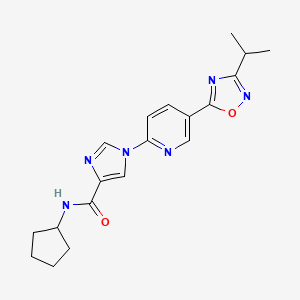 molecular formula C19H22N6O2 B11191277 N-cyclopentyl-1-{5-[3-(propan-2-yl)-1,2,4-oxadiazol-5-yl]pyridin-2-yl}-1H-imidazole-4-carboxamide 