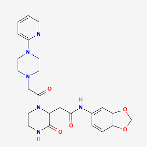 molecular formula C24H28N6O5 B11191294 N-(1,3-benzodioxol-5-yl)-2-(3-oxo-1-{[4-(pyridin-2-yl)piperazin-1-yl]acetyl}piperazin-2-yl)acetamide 