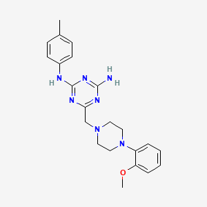 molecular formula C22H27N7O B11191320 6-{[4-(2-methoxyphenyl)piperazin-1-yl]methyl}-N-(4-methylphenyl)-1,3,5-triazine-2,4-diamine 