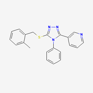 molecular formula C21H18N4S B11191340 3-(5-{[(2-methylphenyl)methyl]sulfanyl}-4-phenyl-4H-1,2,4-triazol-3-yl)pyridine 