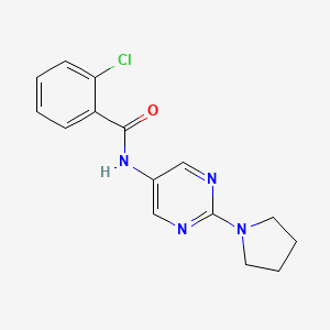 molecular formula C15H15ClN4O B11191369 2-Chloro-N-[2-(pyrrolidin-1-YL)pyrimidin-5-YL]benzamide 