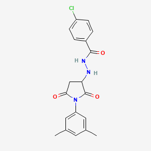 molecular formula C19H18ClN3O3 B11191377 4-chloro-N'-[1-(3,5-dimethylphenyl)-2,5-dioxopyrrolidin-3-yl]benzohydrazide 