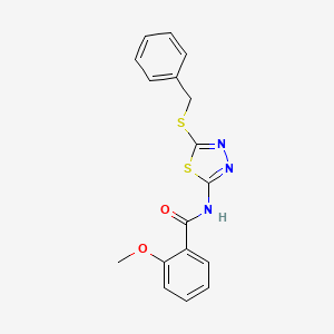 molecular formula C17H15N3O2S2 B11191388 N-(5-(benzylthio)-1,3,4-thiadiazol-2-yl)-2-methoxybenzamide 