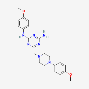 molecular formula C22H27N7O2 B11191415 N-(4-amino-6-{[4-(4-methoxyphenyl)piperazino]methyl}-1,3,5-triazin-2-yl)-N-(4-methoxyphenyl)amine 