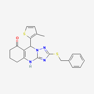 2-(benzylsulfanyl)-9-(3-methylthiophen-2-yl)-5,6,7,9-tetrahydro[1,2,4]triazolo[5,1-b]quinazolin-8(4H)-one