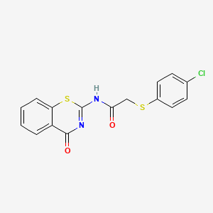 molecular formula C16H11ClN2O2S2 B11191443 2-[(4-chlorophenyl)sulfanyl]-N-[(2Z)-4-oxo-3,4-dihydro-2H-1,3-benzothiazin-2-ylidene]acetamide 