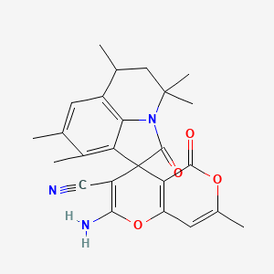 2-amino-4',4',6',7,8',9'-hexamethyl-2',5-dioxo-5',6'-dihydro-4'H,5H-spiro[pyrano[4,3-b]pyran-4,1'-pyrrolo[3,2,1-ij]quinoline]-3-carbonitrile