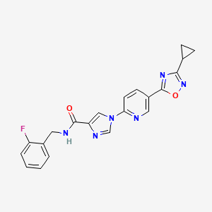 molecular formula C21H17FN6O2 B11191530 1-[5-(3-cyclopropyl-1,2,4-oxadiazol-5-yl)pyridin-2-yl]-N-(2-fluorobenzyl)-1H-imidazole-4-carboxamide 