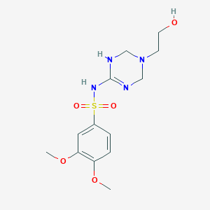 N~1~-[5-(2-hydroxyethyl)-1,4,5,6-tetrahydro-1,3,5-triazin-2-yl]-3,4-dimethoxy-1-benzenesulfonamide