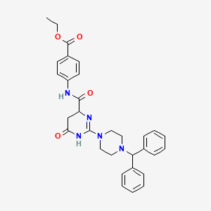 Ethyl 4-[({2-[4-(diphenylmethyl)piperazin-1-yl]-6-oxo-3,4,5,6-tetrahydropyrimidin-4-yl}carbonyl)amino]benzoate