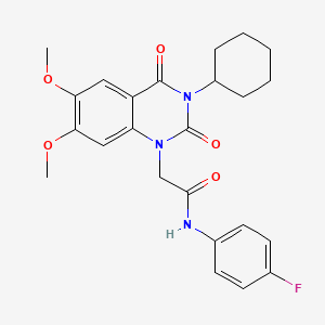 2-(3-cyclohexyl-6,7-dimethoxy-2,4-dioxo-3,4-dihydroquinazolin-1(2H)-yl)-N-(4-fluorophenyl)acetamide