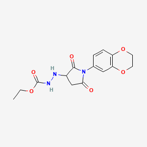 Ethyl 2-[1-(2,3-dihydro-1,4-benzodioxin-6-yl)-2,5-dioxopyrrolidin-3-yl]hydrazinecarboxylate