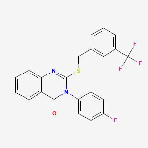 molecular formula C22H14F4N2OS B11191590 3-(4-fluorophenyl)-2-{[3-(trifluoromethyl)benzyl]sulfanyl}quinazolin-4(3H)-one 