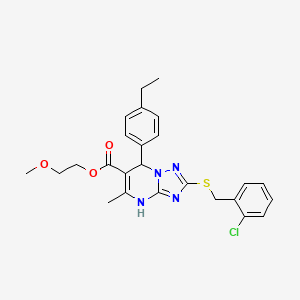 molecular formula C25H27ClN4O3S B11191593 2-Methoxyethyl 2-[(2-chlorobenzyl)sulfanyl]-7-(4-ethylphenyl)-5-methyl-4,7-dihydro[1,2,4]triazolo[1,5-a]pyrimidine-6-carboxylate 