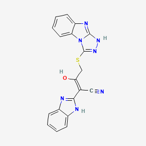 2-(1,3-dihydro-2H-benzimidazol-2-ylidene)-3-oxo-4-(9H-[1,2,4]triazolo[4,3-a]benzimidazol-3-ylsulfanyl)butanenitrile